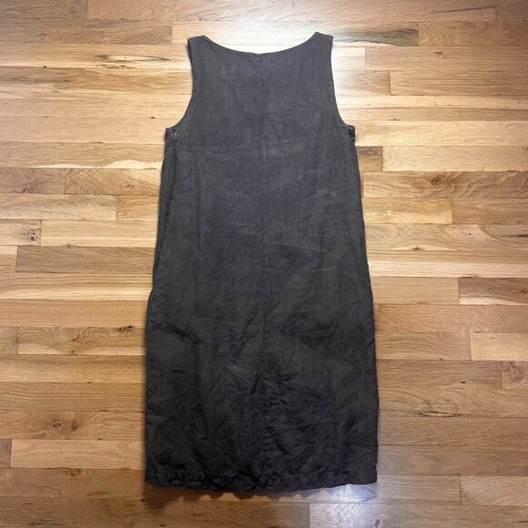 Black Crane Linen Button Dress - Picture 2 of 4